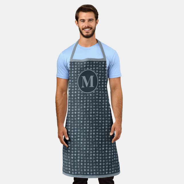 Monogram Faux Denim Diamond Pattern Apron (Worn)