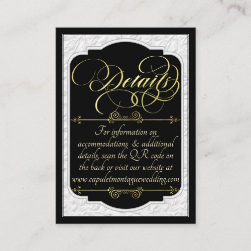 Monogram & Faux Embossed - Black/Gold Enclosure Card