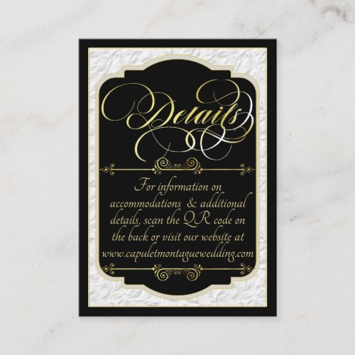 Monogram & Faux Embossed - Black/Gold Enclosure Card