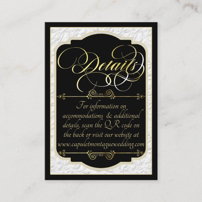 Monogram & Faux Embossed - Black/Gold Enclosure Card (Front)