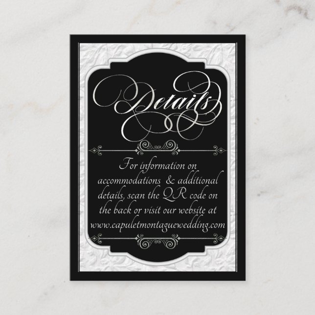 Monogram & Faux Embossed - Black/Silver Enclosure Card (Front)
