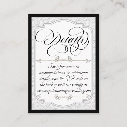 Monogram & Faux Embossed - Black/White Enclosure Card