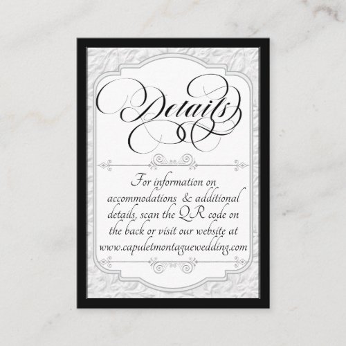 Monogram & Faux Embossed - Black/White Enclosure Card