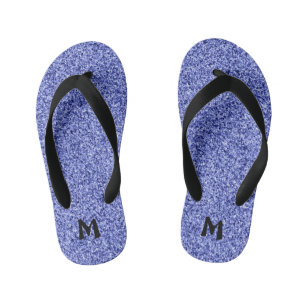 Monogram Faux Glitter Kid's Flip Flops