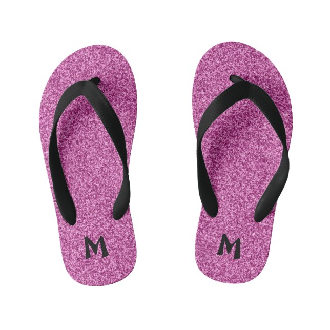 Monogram  Faux Glitter Kid's Flip Flops (Footbed)