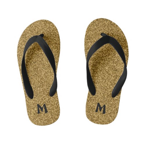 Monogram  Faux Glitter Kids Flip Flops