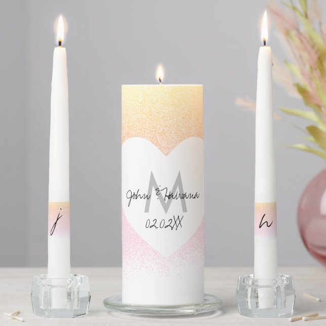 Monogram Faux Glitter Rainbow Unity Candle Set (In Situ)