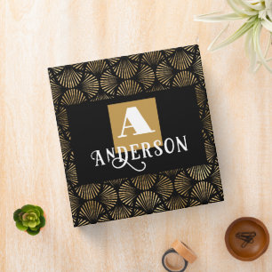 Monogram Faux Gold and Black Design Recipe 3 Ring Binder