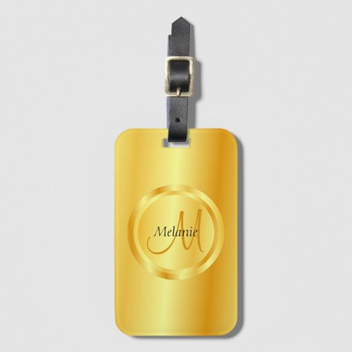Monogram Faux Gold Elegant Modern Trendy Template Luggage Tag