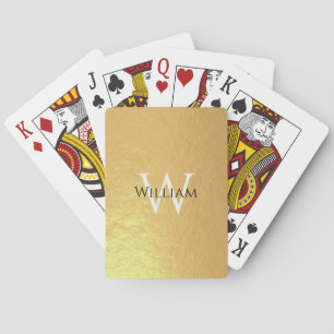Monogram Faux Gold Foil Custom Name Initial Modern Poker Cards