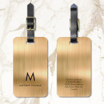 Monogram Faux Gold Metal Steel Styled Personalized Luggage Tag<br><div class="desc">Monogram Faux Gold Metal Steel Styled Personalized Luggage Tag</div>