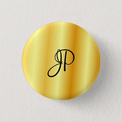 Monogram Faux Gold Metallic Look Elegant Template Button