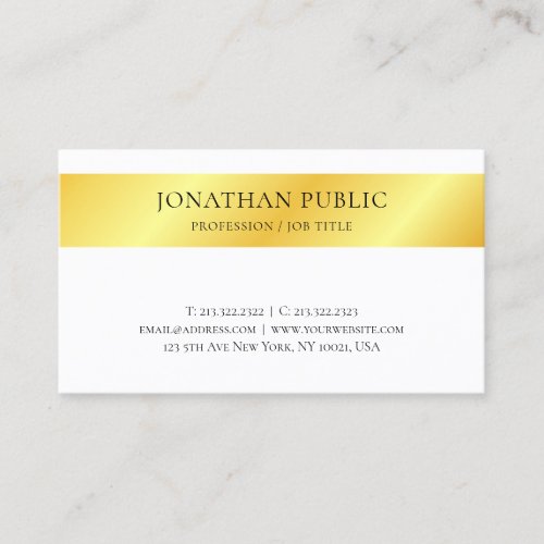 Monogram Faux Gold Metallic Look Modern Elegant Business Card