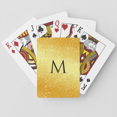Monogram Faux Gold Metallic Look Template Poker Cards