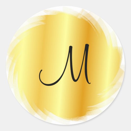 Monogram Faux Gold Modern Elegant Template Classic Round Sticker