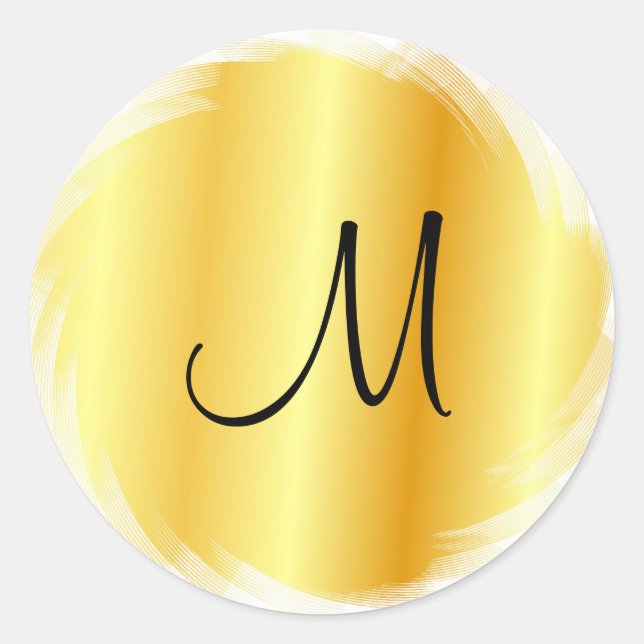 Monogram Faux Gold Modern Elegant Template Classic Round Sticker (Front)