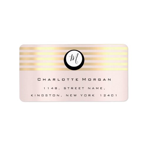 Monogram Faux Gold Pink Gray Grey Gold RSVP Stripe Label
