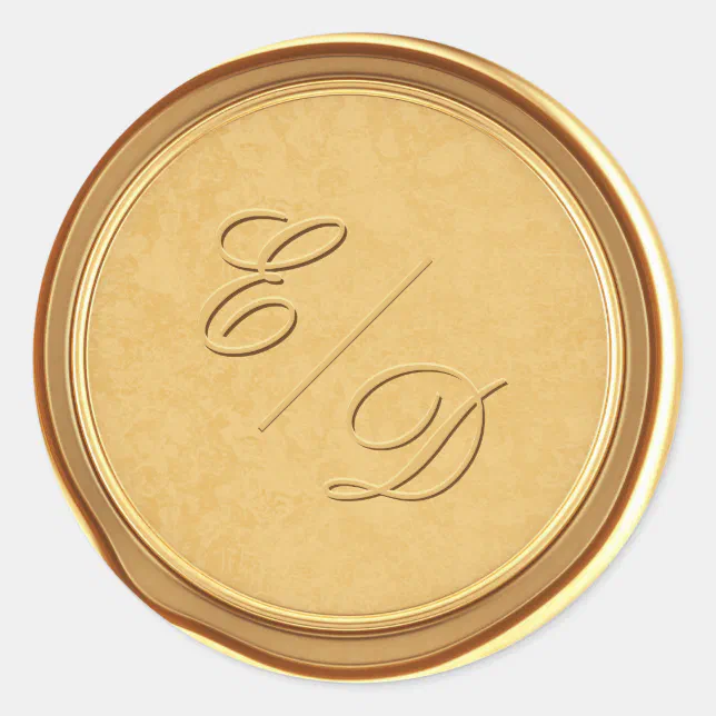 Monogram Faux Gold Wax Envelope Seal Sticker Zazzle