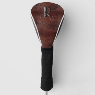 Monogram Faux Leather Brown Embossed Golf Head Cover