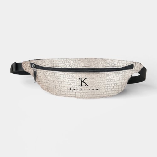 Monogram Faux Leather Snake Print Fanny Pack