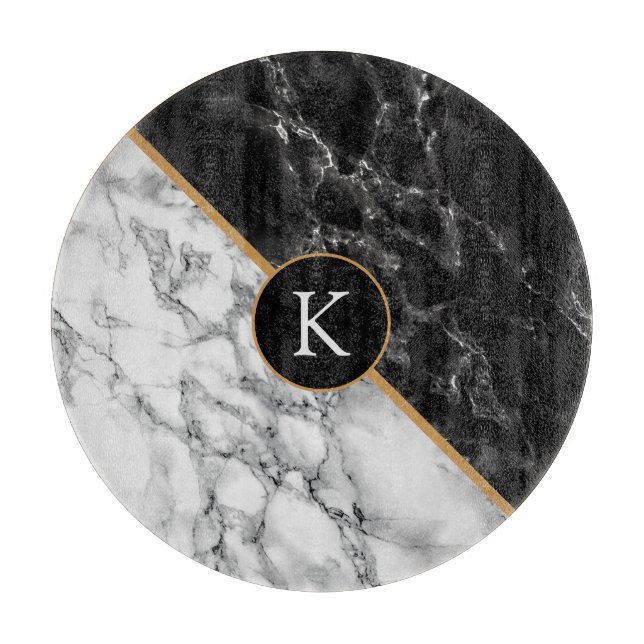 Monogram Faux Marble Cutting Board Personalized (Front)