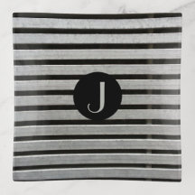 Monogram Faux Metal and Black Stripes