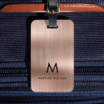 Monogram Faux Rose Gold Metal Steel Styled Custom Luggage Tag<br><div class="desc">Monogram Faux Rose Gold Metal Steel Styled Custom Luggage Tag</div>