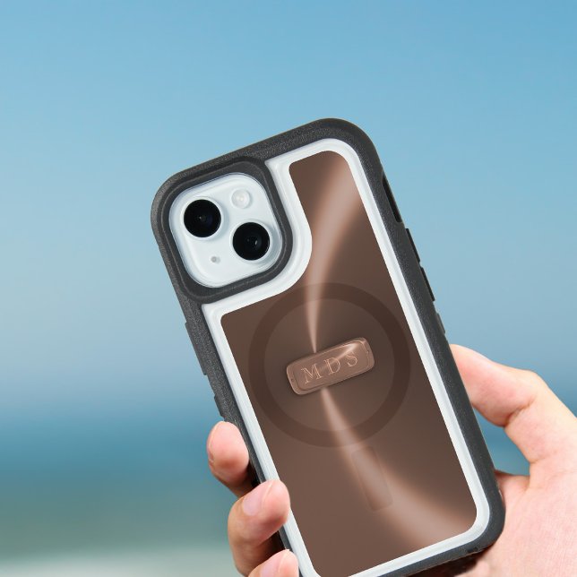 Monogram Faux Rose Gold Metallic Classic Otterbox iPhone Case (Just add your initials)
