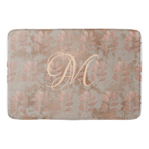 Monogram Faux Rose Gold pattern Bath Mat
