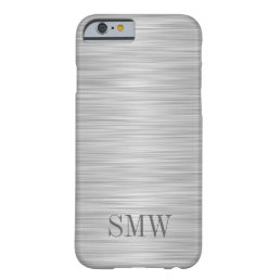 Monogram Faux Stainless Steel Cool Manly Barely There iPhone 6 Case