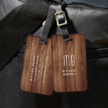 Monogram Faux Wood Texture Luggage Tag<br><div class="desc">Monogram Faux Wood Texture Print Luggage Tag.</div>