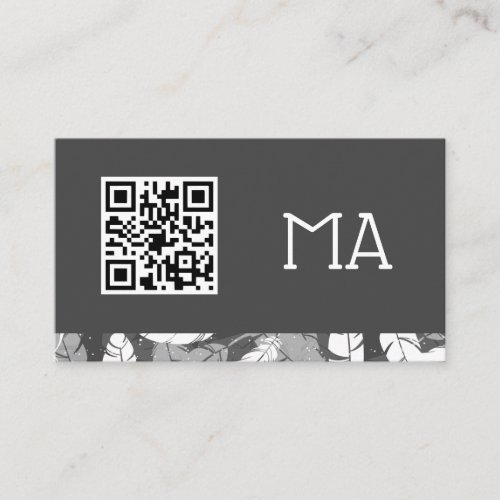 Monogram  Feathers  QR Code Business Card