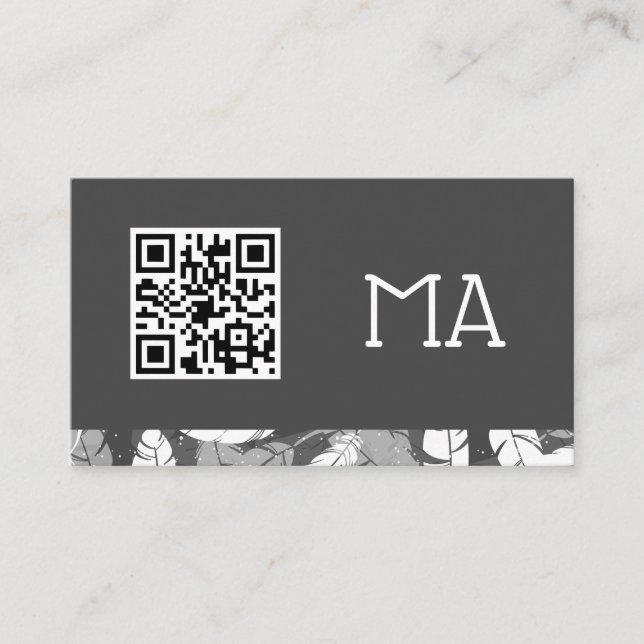 Monogram | Feathers | QR Code Business Card (Front)