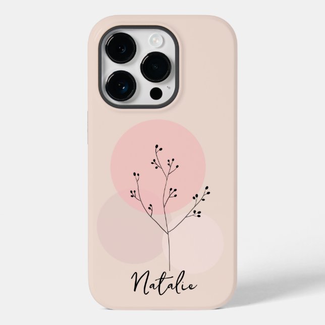 Monogram feminine minimalist pink floral abstract Case-Mate iPhone case (Back)