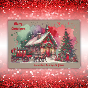 Monogram Festive Vintage Christmas on brown   Placemat