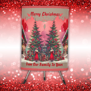 Monogram Festive Vintage Christmas on brown Tripod Lamp