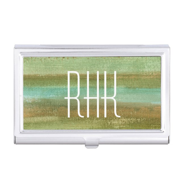 Monogram | Fields in Spring I Business Card Holder (Front)
