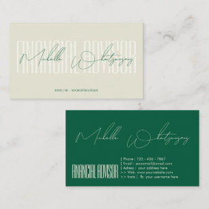 Monogram FINANCIAL ADVISOR modern script Business Card