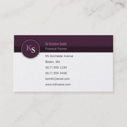 Customizable Monogram  Financial Planner - Business Card