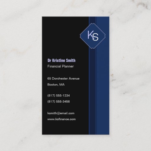 Customizable Monogram Financial Planner - Business Card