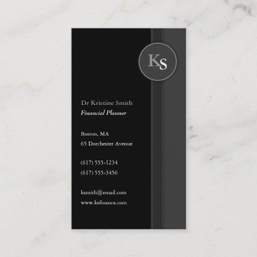 Customizable Monogram  Financial Planner - Business Card