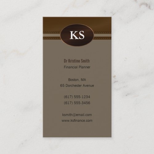 Monogram  Financial Planner - Business Card