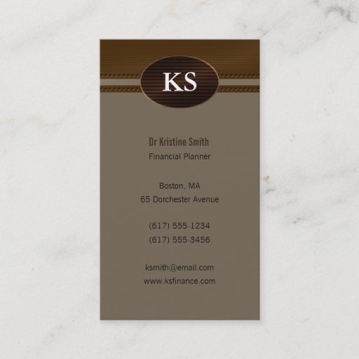 Customizable Monogram  Financial Planner - Business Card
