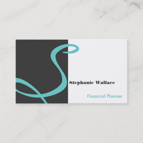 Monogram Financial Planner Business Card Teal