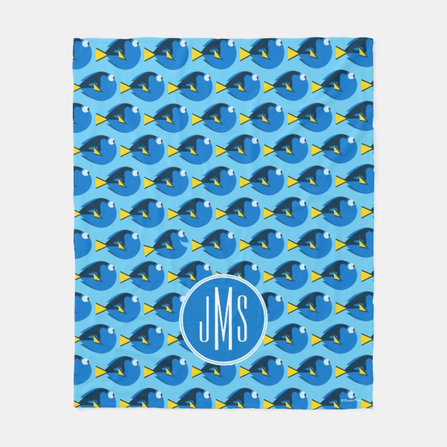 Monogram Finding Dory Pattern Fleece Blanket (Front)