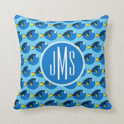 Monogram Finding Dory Pattern Throw Pillow