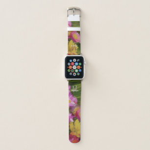 Monogram Fine Art Watercolor Wildflowers At Dusk Apple Watch Band