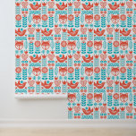 Monogram | Finnish Fox &amp; Bird Folk Art Pattern Wallpaper
