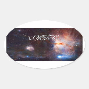 Monogram Fires of the Flame Nebula - in Orion Oval Sticker