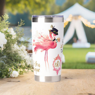 Monogram Flamingo "Be You tiful" Steampunk Vintage Insulated Tumbler